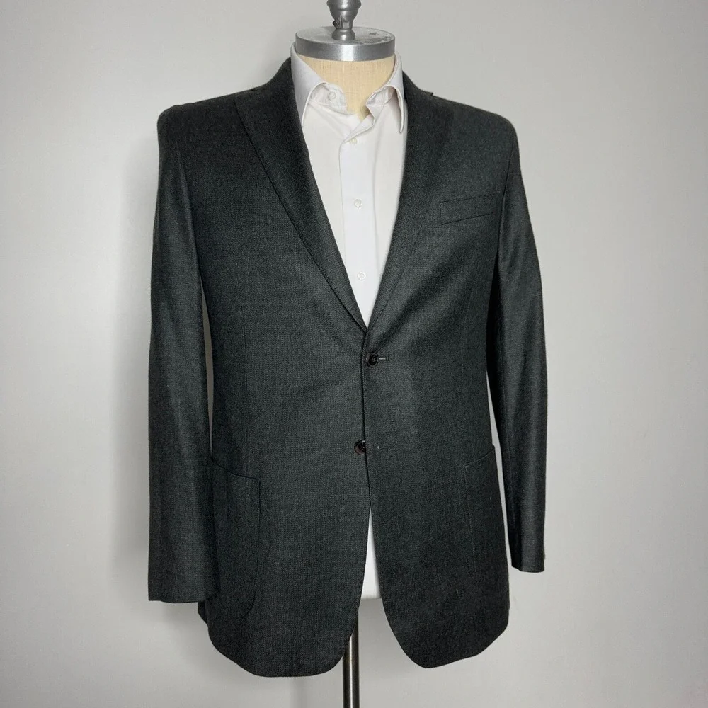 Jos A Bank Blazer Sport‎ Coat 44L Mens Solid Green Wool